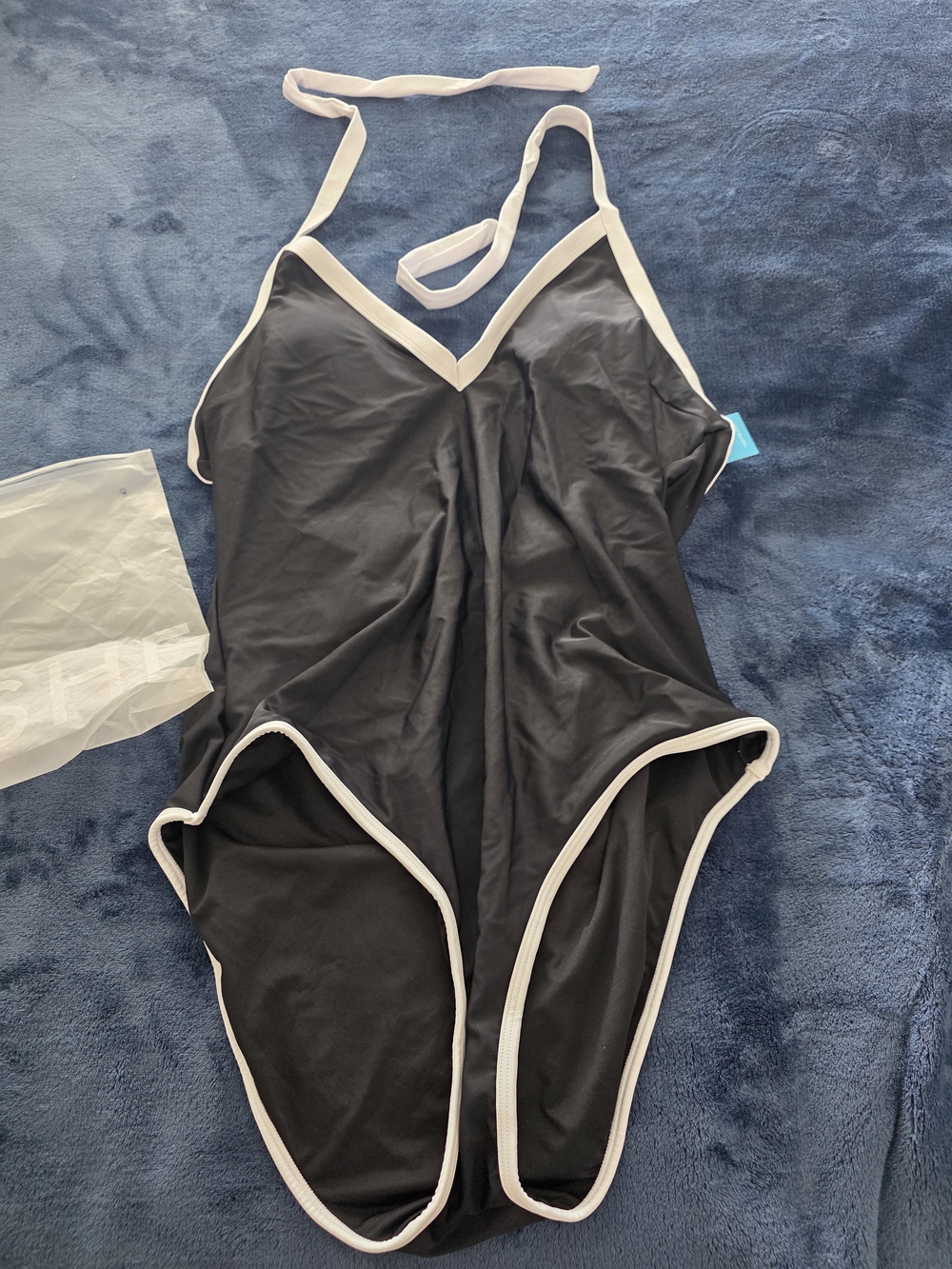 Cupshe Black One-Piece Swimsuit with White Trim